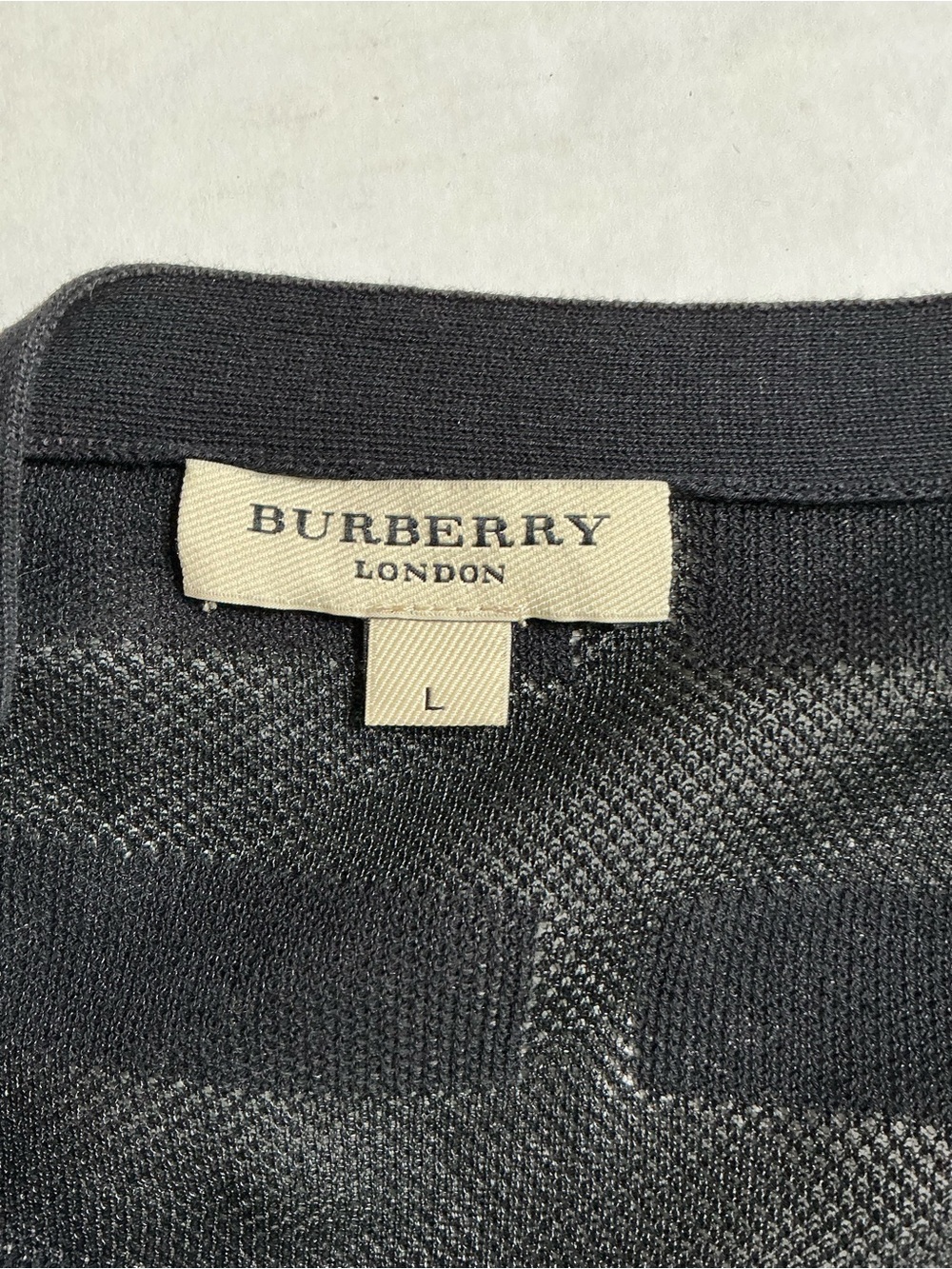 Burberry London Black V-Neck Button Front Women's Knit Cardigan Cotton Sz Large - Picture 12 of 14